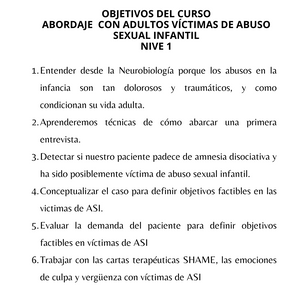 CURSO DE TRATAMIENTO DEL ABUSO SEXUAL INFANTIL EN ADULTOS